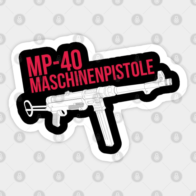 German MP-40 submachine gun Sticker by FAawRay